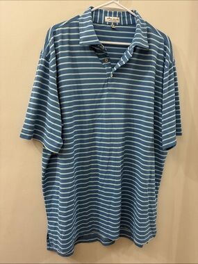 Peter Millar summer comfort  Men’s Blue Striped Polo Shirt - XL - golf